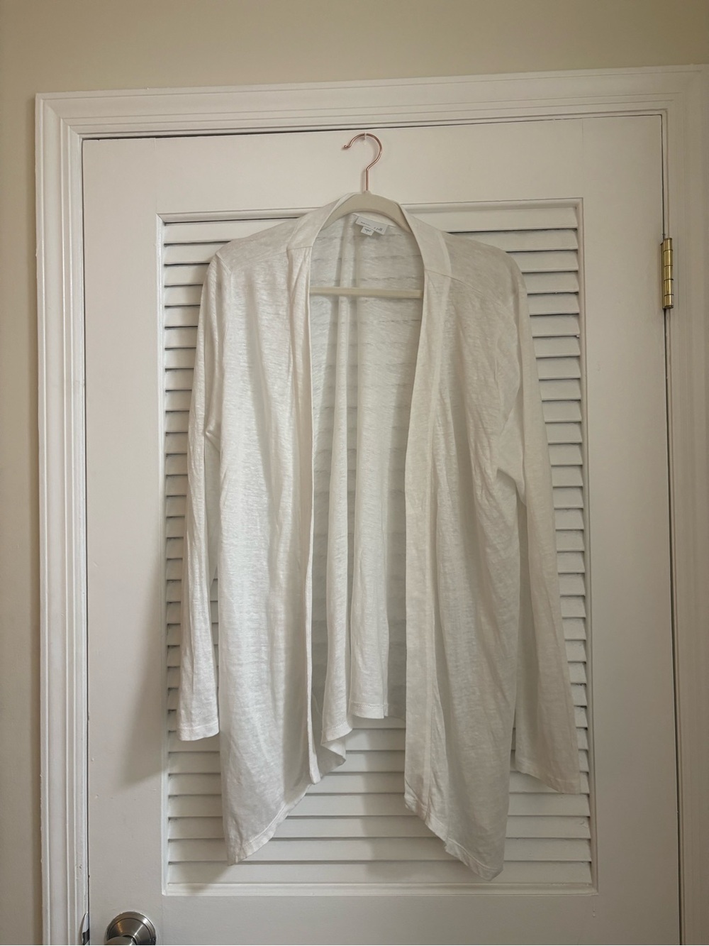 J. Jill White Open Front Draped Cardigan 100% Linen Size L